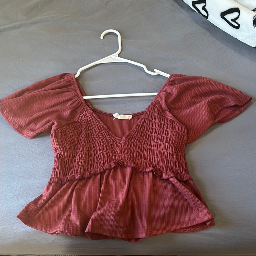 Altar’d State Burgundy Smocked Top